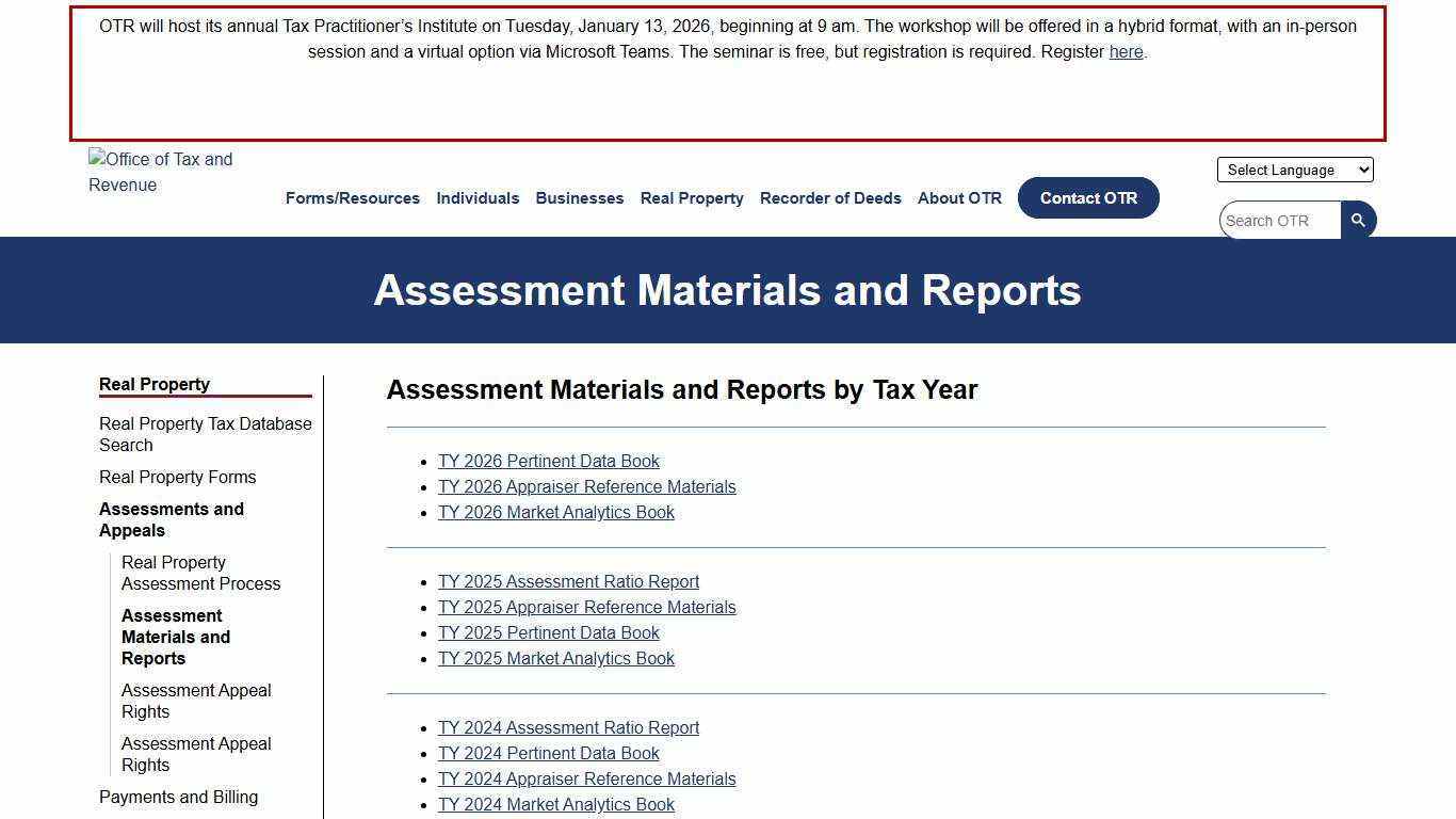 Assessment Materials and Reports | otr