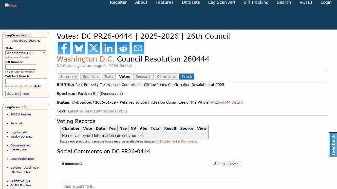 Votes: DC PR26-0444 | 2025-2026 | 26th Council | LegiScan